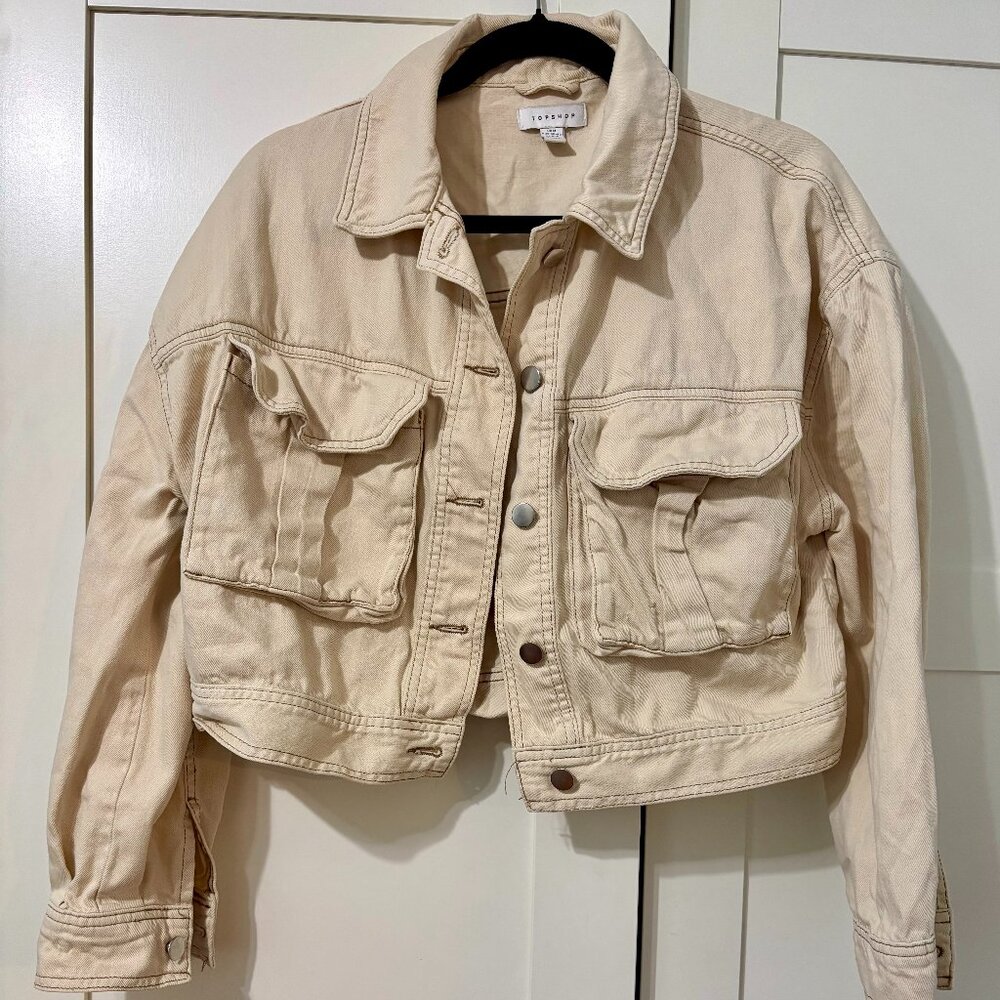 Cropped cream denim Topshop jacket (M)